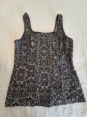 White House Black Market Black and Gray Patterned Tank